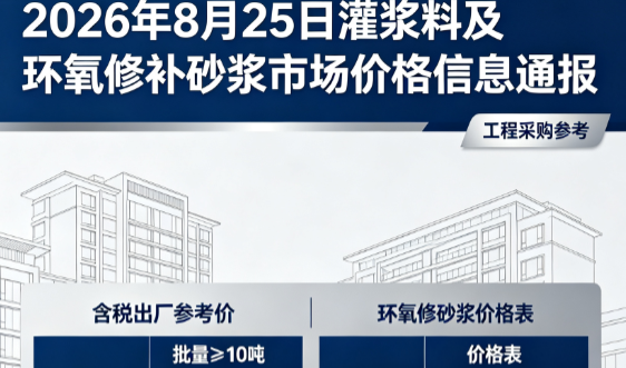 镇原2026年8月25日灌浆料及环氧修补砂浆市场价格信息通报